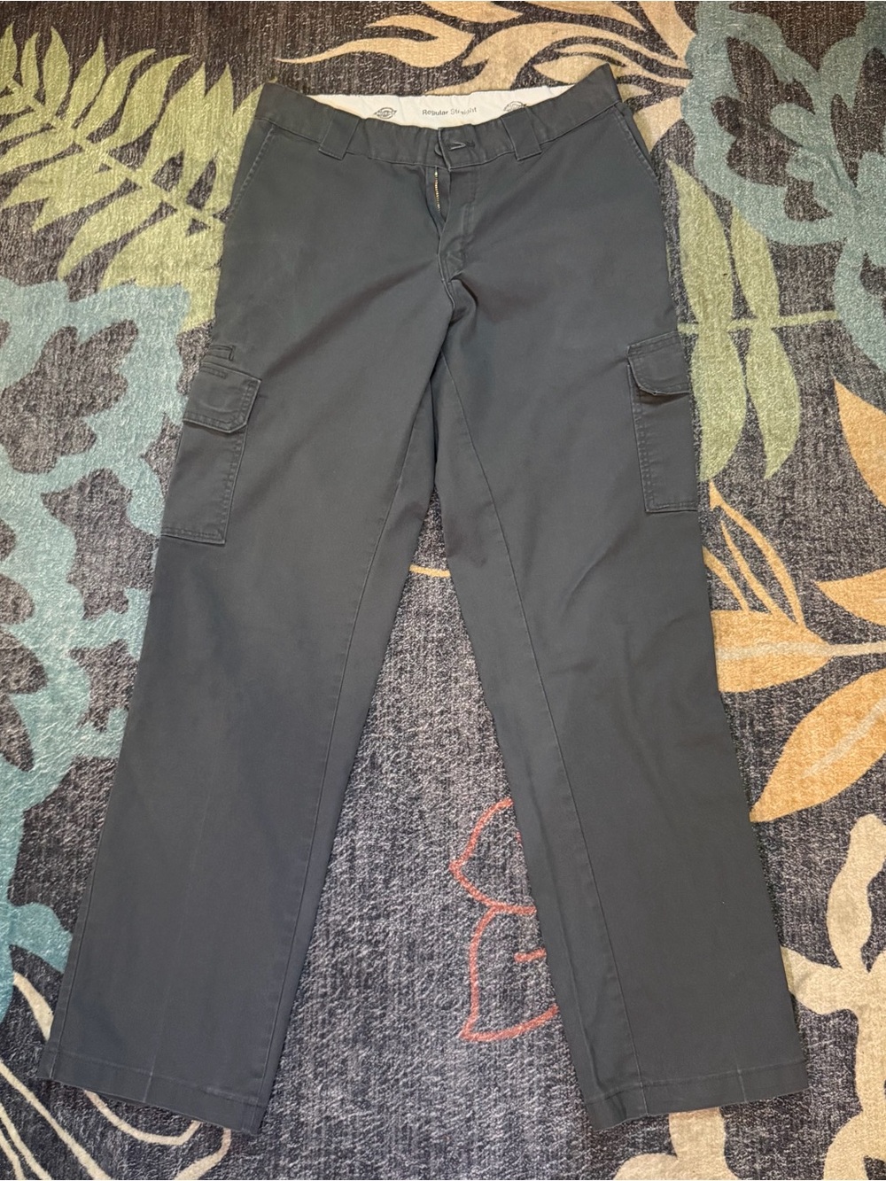 Dickies Men’s  32x34 Cargo Work Pants Grey Canvas Regular Straight